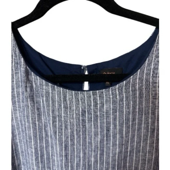 Quince 100% European Linen Tank Mini Dress Women’s Chambray Blue/White Stripe XL - Picture 4 of 7